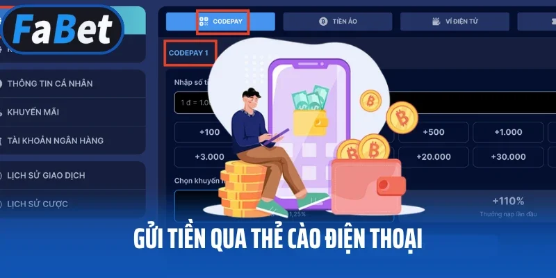 Gửi tiền qua thẻ cào điện thoại
